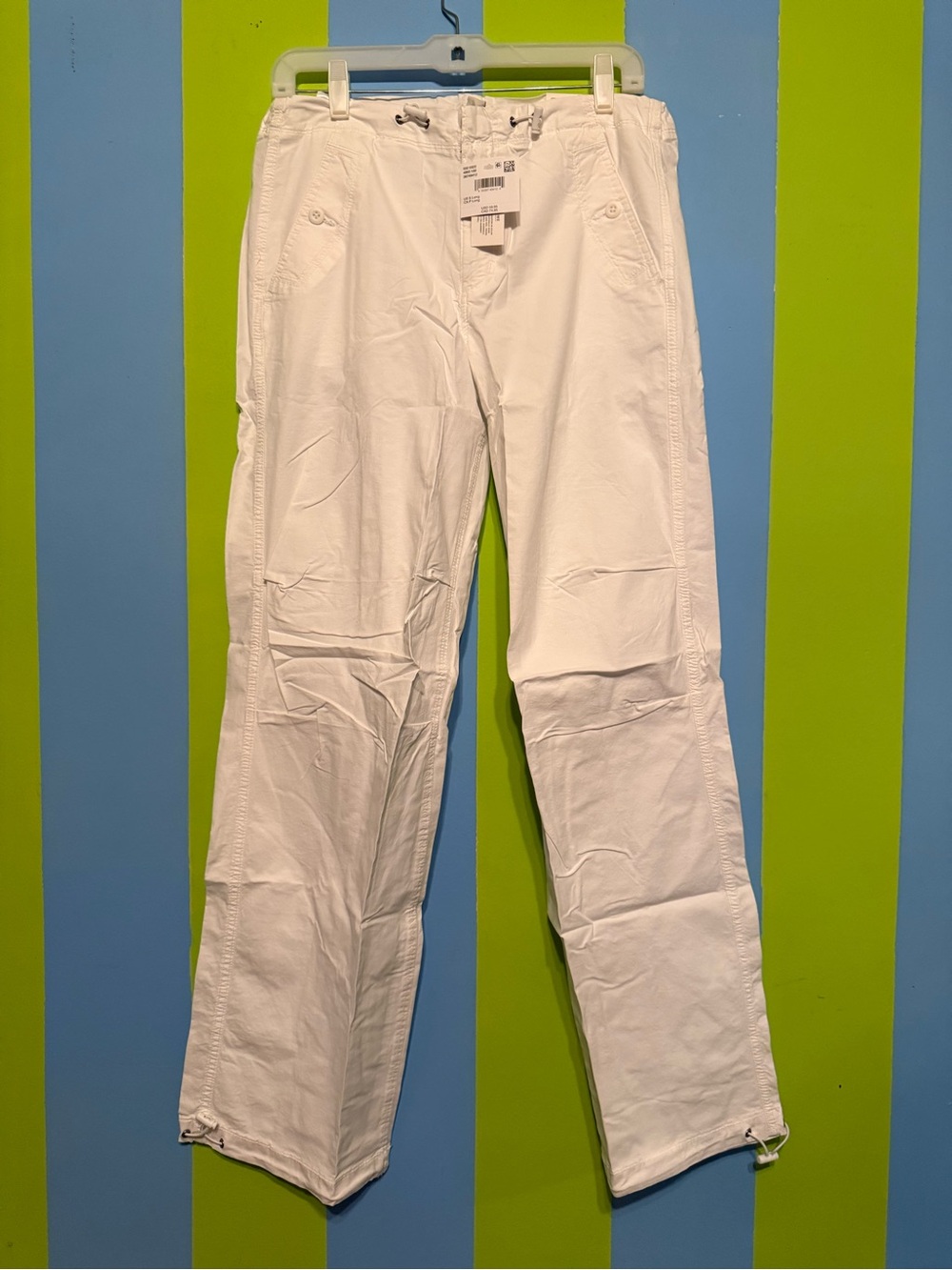 Women’s White cargo parachute Drawstring Pants